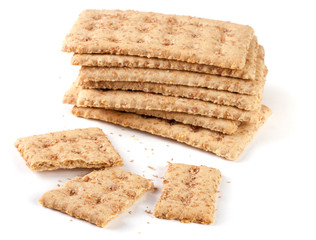 stack of grain crispbreads isolated on white background