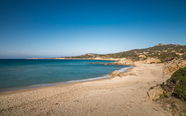 Fototapeta na wymiar Deserted Arinella beach in Balagne region of Corsica