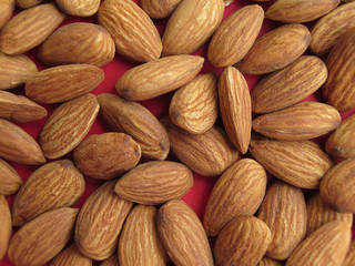 Peeled almonds closeup