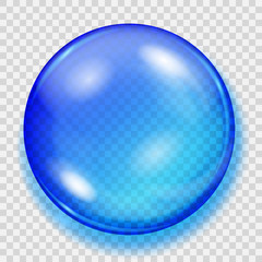 Transparent blue sphere with shadow. Transparency only in vector file