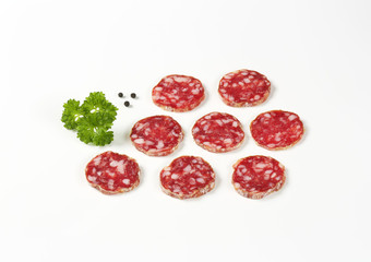 French dry cured sausage slices