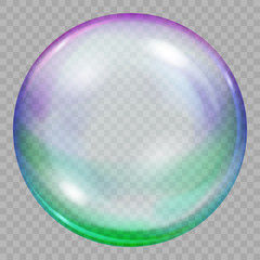 Fototapeta na wymiar One big multicolored transparent soap bubble. Transparency only in vector file.