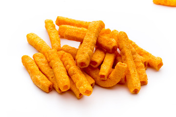 Potato fry on white isolated background.