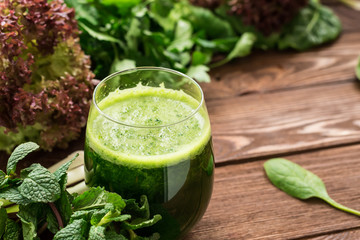 Refreshing healthy vegetarian smoothie from greens