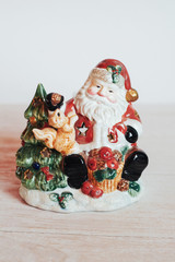 Santa Claus with gift - toy - isolated on white background