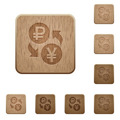 Ruble Yen money exchange wooden buttons