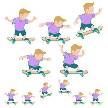 Skateboarding jump animation sequence.
