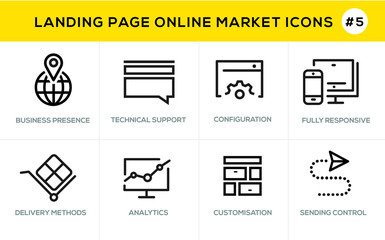 Flat line design concept icons for online shopping, website banner and landing page