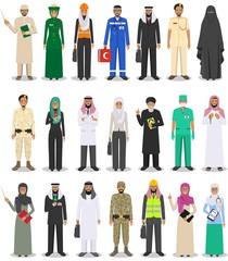 Different people professions occupation characters man and woman set in flat style isolated on white background. Templates for infographic, sites, banners, social networks. Vector illustration.