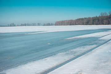 winter landscape with snow and ice