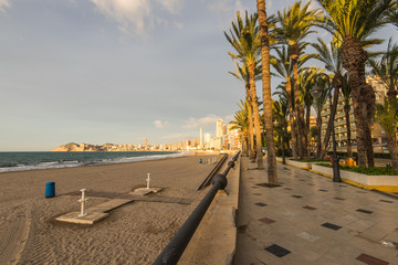 Seaside promenade in sunny Benidorm,Alicante,Spain