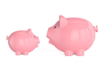 Two piggy banks, 3D rendering