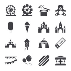 Amusement park icons set
