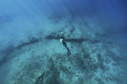 Man Diving in Adriatic Sea, Dalmatia, Croatia