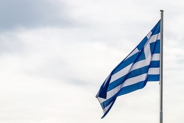 Athens, Greece - February 12, 2017: Greek national flag waving