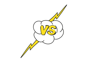 yellow outline versus sign like opposition. concept of confrontation, together, standoff, final fighting. isolated on white background.   VS