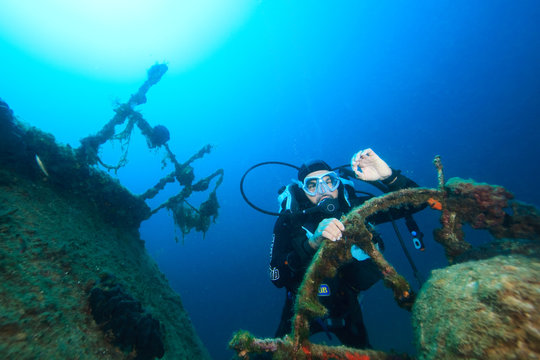 Diving, Shipwreck, Adriatic Sea, Croatia, Europe