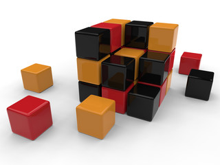 3D render - cubes forming a larger cube
