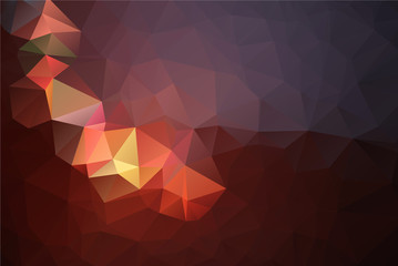 Abstract low poly vector background. Pattern of triangles. Polygonal design. Red and orange colors