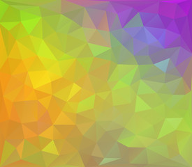 Abstract low poly vector background. Pattern of triangles. Polygonal design. Fullcolor all colors of the rainbow. Lilac, yellow, orange