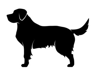 Vector black silhouette of a dog isolated on a white background. - obrazy, fototapety, plakaty