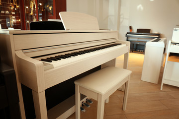 Piano in music shop