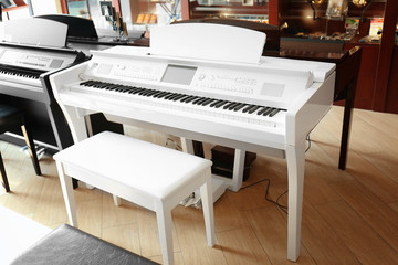 Piano in music shop