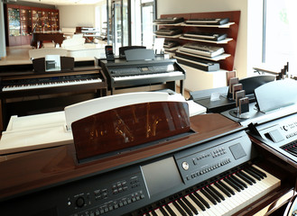 Piano in music shop