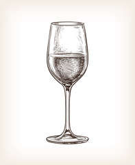 Hand drawn vector illustration of wineglass.
