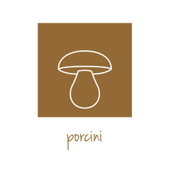 porcini icon on brown square