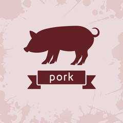 pig silhouette with ribbon