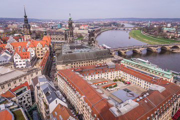 Fototapeta na wymiar Aerial panoramic view of Old Town in Dresden, Saxony, Germany