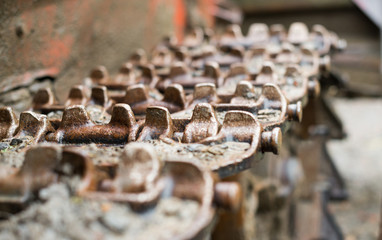 Continuous tracks of the bulldozer