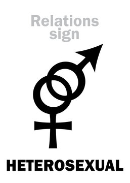 Astrology Alphabet: HETEROSEXUAL Love (between man and woman). Hieroglyphics character sign (pair symbol).