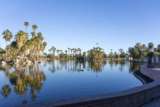 Encanto Park Lake, Phoenix downtown, AZ