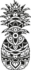 Vector illustration of a mandala pineapple silhouette