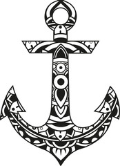 Vector illustration of a mandala anchor silhouette