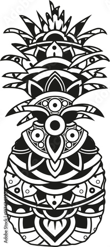 Download "Vector illustration of a mandala pineapple silhouette" Stock image and royalty-free vector ...