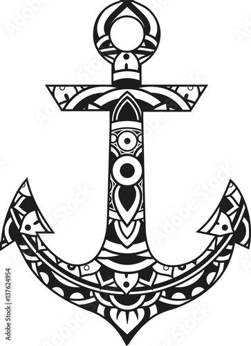 Download "Vector illustration of a mandala anchor silhouette ...