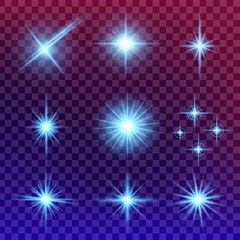 Creative concept Vector set of glow light effect stars bursts with sparkles isolated on black background. For illustration template art design, banner for Christmas celebrate, magic flash energy ray.