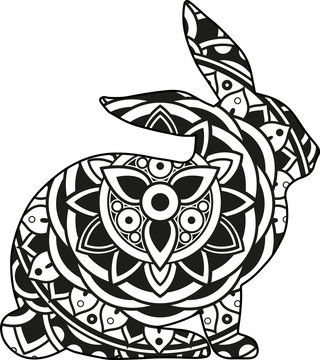 Vector illustration of a mandala rabbit silhouette