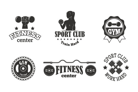 Gym Sport Club Fitness Emblem Vector Illustration.