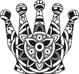 Vector illustration of a mandala crown silhouette