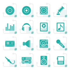 Stylized Music and sound icons -Vector Icon Set