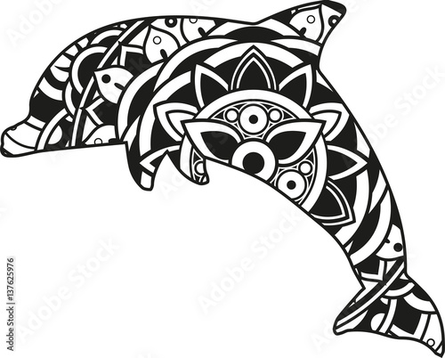Download "Vector illustration of a mandala dolphin silhouette ...