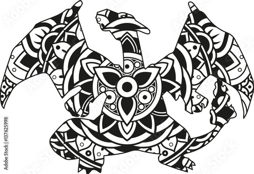 Download "Vector illustration of a mandala dragon silhouette ...