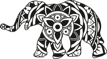 Vector illustration of a mandala elephant silhouette