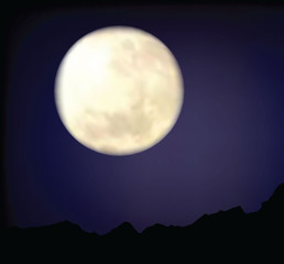 Fototapeta na wymiar Realistic moon on night sky