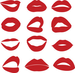Set of red lips