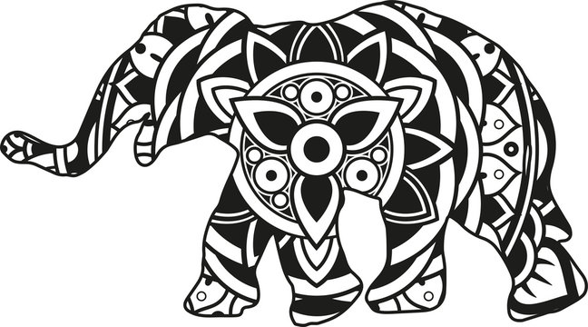 Vector illustration of a mandala elephant silhouette